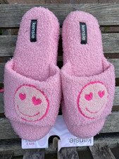 Kensie Women's Pink Terrycloth Non-Slip Slide Slippers 9