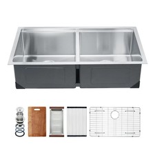 33 inch Kitchen Sink Workstation, 304 Stainless Steel Undermount Sink, Drop-In