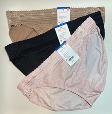 NWT 3 Warner's No Pinching/Problems Bikini Panties Black/Tan/Multi Size 8/XL
