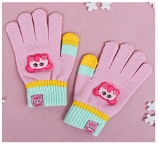 Catch Teenieping Kids Winter Knit Gloves   Pink Cute Teenieping Design
