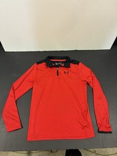 Under Armour Long Sleeve Shirt Boys Youth YLG Red 1/4 Zip Heat Gear Loose