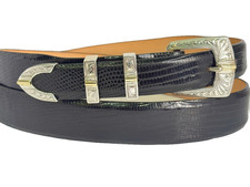 Clint Orms Sterling Silver .925  14k Gold Engraved Ranger Belt Buckle 38 Lizard