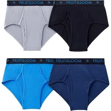 New 4-Pack Fruit of the Loom Mens XL Blue Gray PolyCotton Underwear Briefs