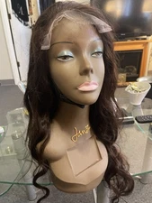 Lace Closure 6x6 Wavy Color #2 24”Glueless Wig. Please Read For Cap Sizing