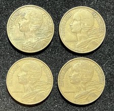 Lot of Four 1963/1964 France 20 Centimes Coins / (1) 1963 / (3) 1964