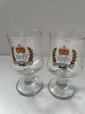 Pair Of Unusd Queens 1977 Silver Jubilee Goblet Glasses