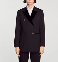 Sandro Jacke Schwarz Wollmischung Gr. 36 Damen Tailliert SFPVE00859