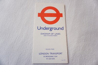 1974 Nr. 2 London Transport U-Bahn Karte Diagramm Linien U-Bahn Ref 874 sehr guter Zustand