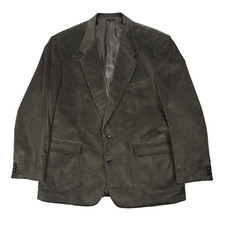 David Taylor Corduroy Sport Coat Blazer Jacket Mens 46L Olive Green Vintage 90s