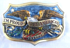 I'm Proud to American Vintage 1984 Belt Buckle Serial H1459