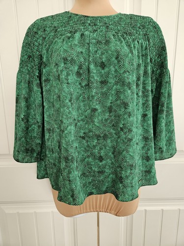 Michael Kors Green Shirred Neckline Peasant Blouse Size M Nwot - Picture 3 of 9