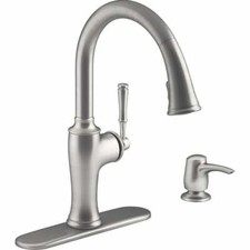 KOHLER Cardale Vibrant Stainless Deck-Mount Pull-Down Handle Kitchen Faucet