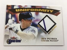 2001 Fleer Game Time Ben Petrick Uniformity Game Used Uniform Relic AR16