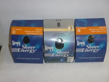 (3 pair)  Leggs Sheer Energy Regular Pantyhose Reinforced Toe -B Jet Black 60430