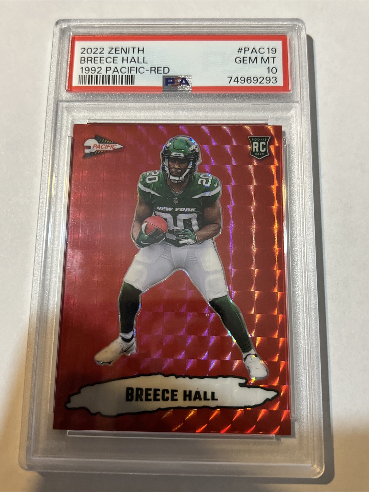 2022 Panini Zenith BREECE HALL 1992 Pacific Red Rookie PSA 10 GEM MT LOW POP RC