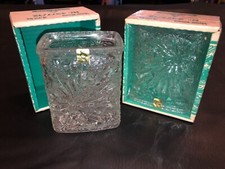 OBERGLAS 12cm AUSTRIA CLEAR GLASS VASES - SET OF 2