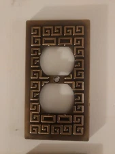Vintage Cast MCM Mid Century Modern Outlet Plate Cover Edmar Bronze Brass 1960s