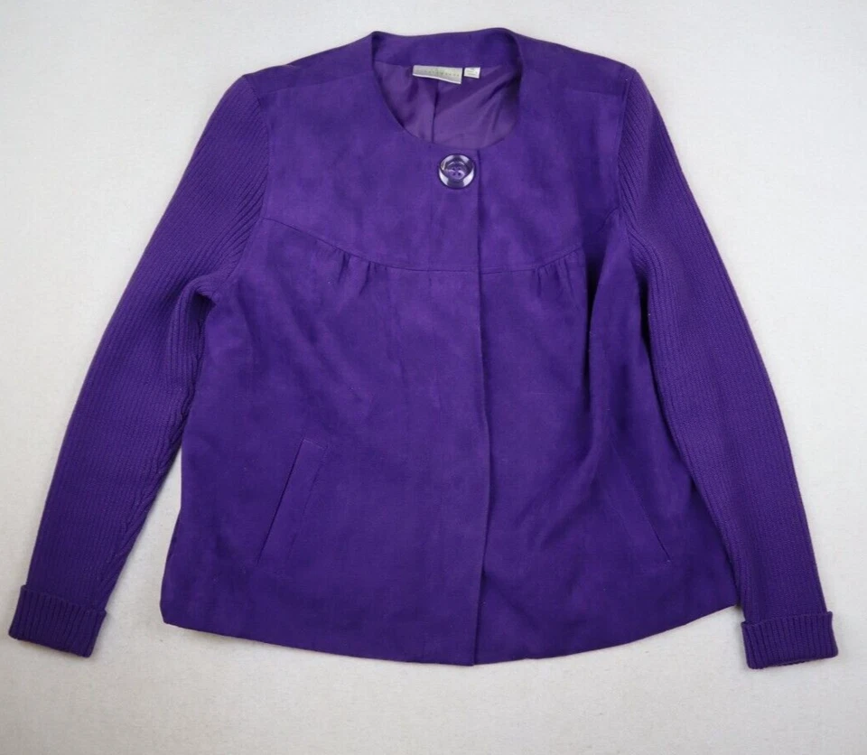 STUDIO WORKS - CHAQUETA DE MICROFIBRA MORADA PARA MUJER CON MANGAS SUÉTER - 16 Foto 2 de 4