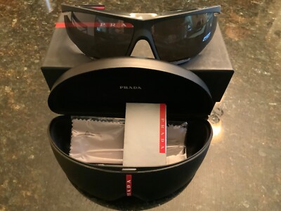 Prada Linea Rossa Sunglasses SPS 07Y 13K-05U Matte Black on Matte Blue w/case