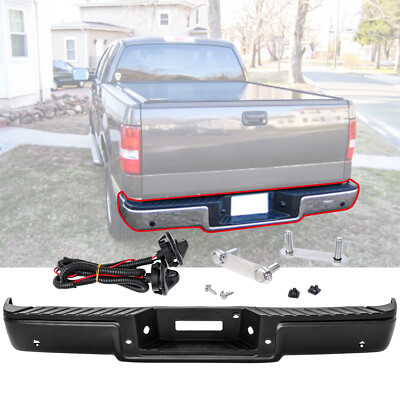 For 2006-2008 Ford F-150 Black Complete Steel Rear Bumper W/ Sensor Holes