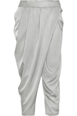 Graue Seide Alexander McQueen 2009 Cropped Haremshose Hose Gr. I 38 XS S 
