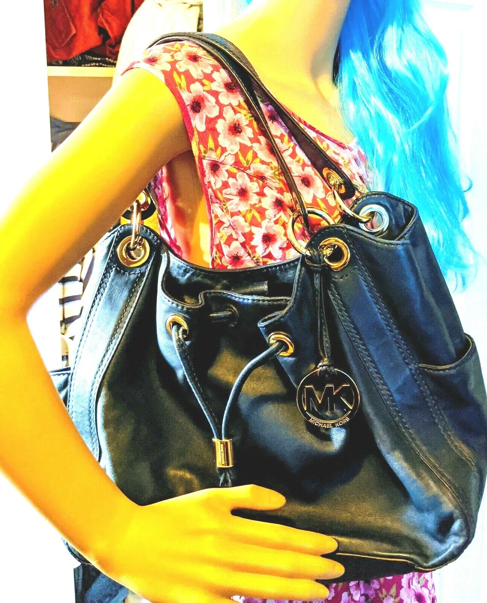 Michael Kors Camden Large Tote Shoulder Bag Drawstring Navy Blue