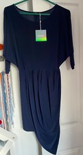 Navy Missguided 3/4 sleeved slinky stretchy drape dress. Size 8