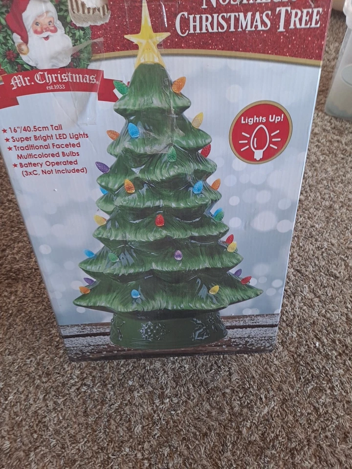 Mr Christmas Nostalgic Ceramic Christmas Tree Pink Large 16” Multicolor Bulbs - Image 4 of 4