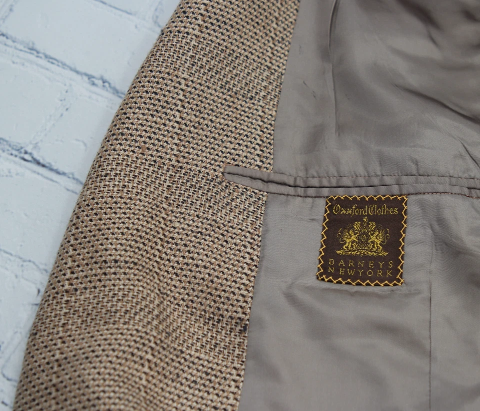 Blazer Barneys New York Oxford Tweed Lino Abrigo Deportivo Chaqueta Clásico Inglés Foto 4 de 4
