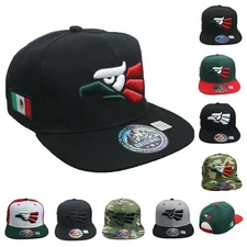Mens Baseball Cap Hecho En Mexico Hat Mexican Flag Flat Bill Sports Red Snapback