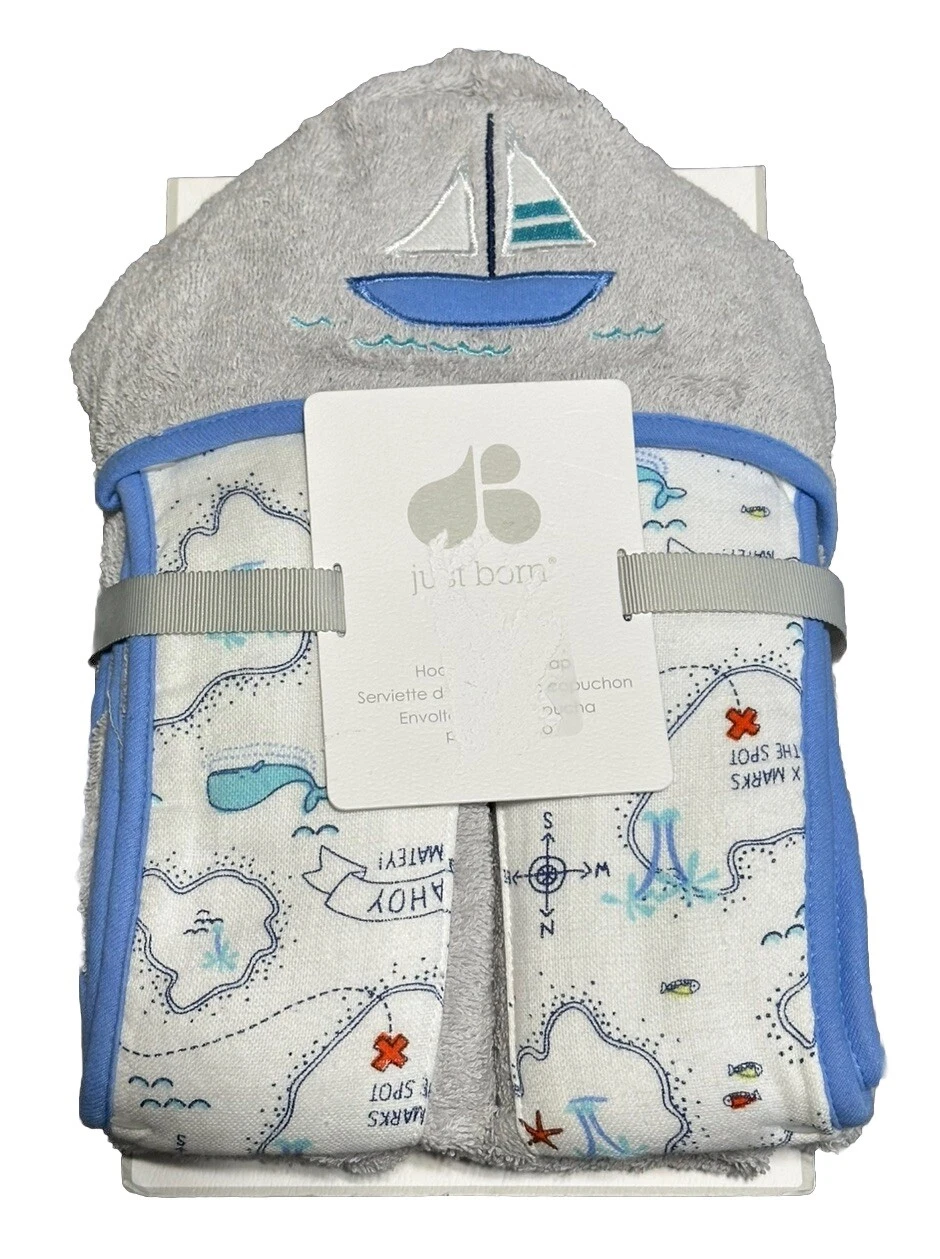 NWT Just Born Baby Hooded Bath Wrap 30inX36in