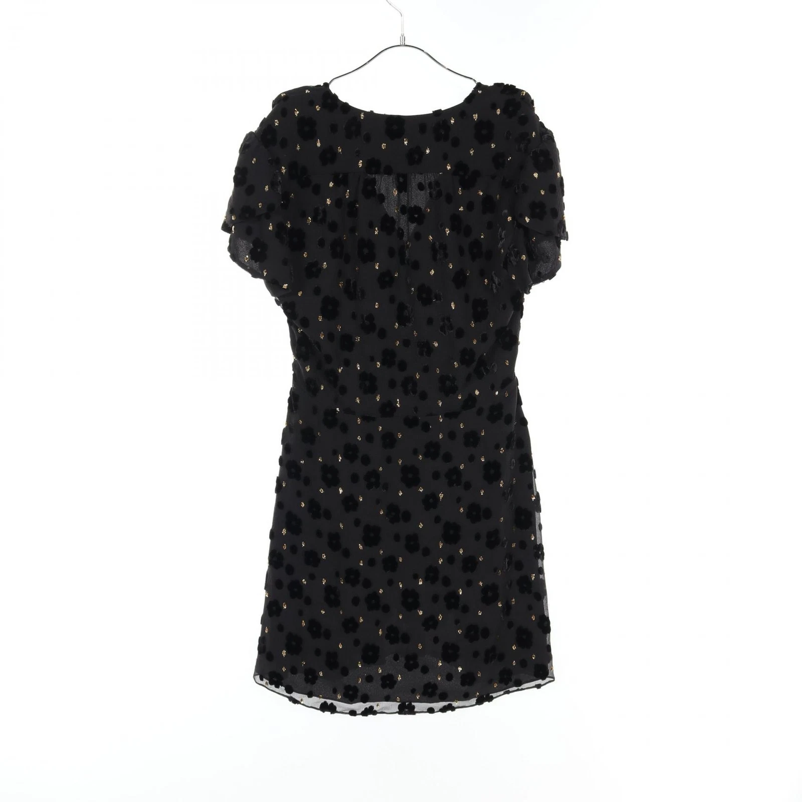 CELINE babydoll mini abito vestito #36 maniche corte 2R02L067G rayon seta nero