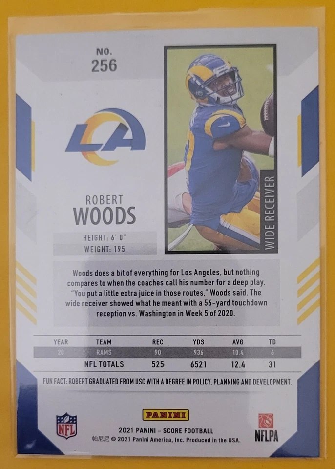 2021 Panini Score Football Robert Woods #256 Red Super Bowl Champs LA Rams - Image 3 of 3