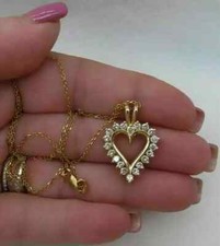 2 Ct Real Moissanite Women's Heart Shape Pendant Necklace 14k Yellow Gold Plated