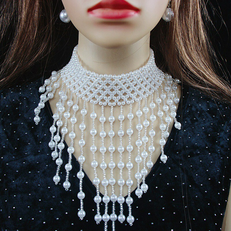 Women's Punk Pearl Choker Handcrafted Fashion Necklace Accessory