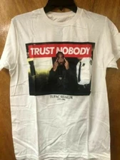 TUPAC SHAKUR (1971-1996) TRUST NOBODY 2PAC White T-SHIRT Tee SM M 
