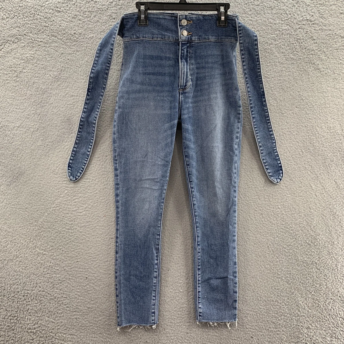 Abercrombie Fitch Ultra High Rise Mom Jeans With Waist Tie Belt Size 26 Short