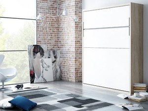 Schrankbett Wandbett Gastebett Bett Futura 90 X 200 Cm In Weiss Halifax Eiche Ebay