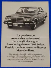 1975 MERCEDES-BENZ 280S SEDAN ORIGINAL PRINT AD "AMERICA HAS REDISCOVERED"