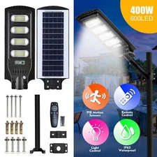 Commercial 400W LED Outdoor Dusk to Dawn Solar Street Light Road Area Lamp