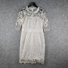 Unbranded Dress Womens Medium White Lace Floral Half Sleeve Collared 8561