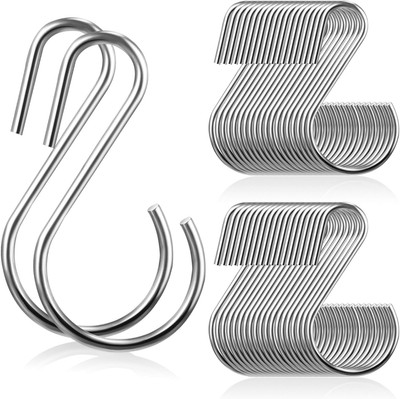 100 Pack - S Hooks for Hanging Displays in Retail, S Shaped, Open Ended Version