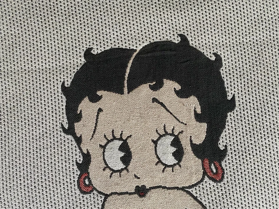 Vintage 90s Betty Boop Throw Blanket Cartoon 1994 Fringe Tapestry Pudgy Bimbo  - Image 3 of 4