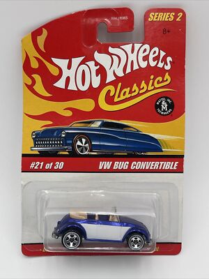 2005 Hot Wheels Classics Series 2 21/30 VW Bug Convertible Dark Blue 5 Spokes