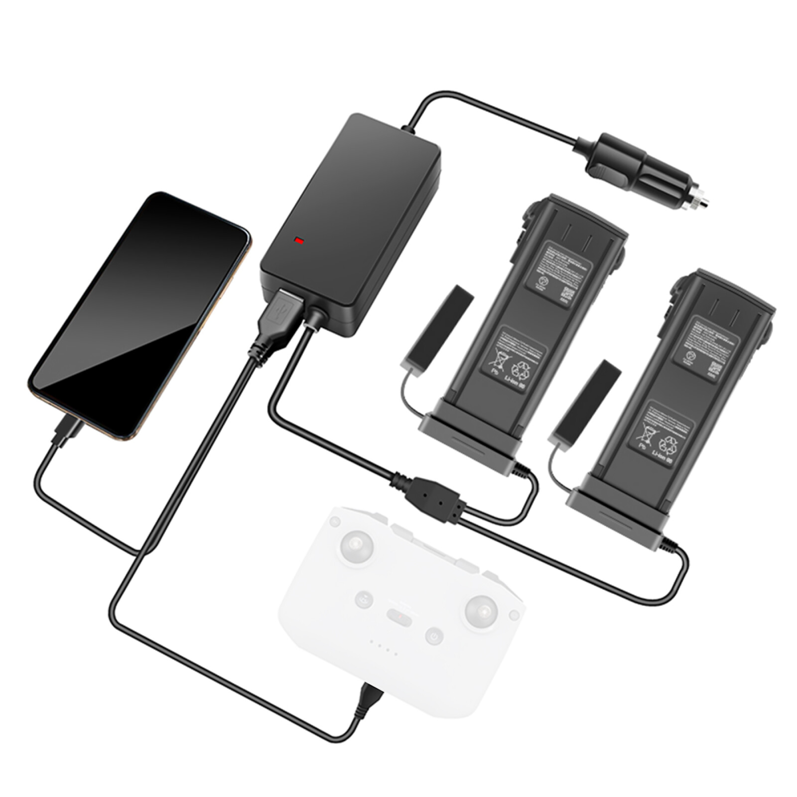 4-in-1 Car Charger for DJI Mavic 3 Drone & Remote-image