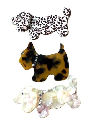 France Luxe Scottie Dog Barrett Orange Hand-made French Hair Clip