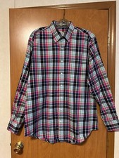 Mens PETER MILLAR Sz L Multi-Color Plaid Long Sleeve Button Down Shirt