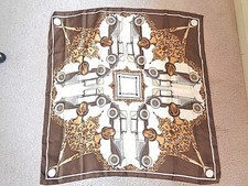 MERCEDES-BENZ 100 SILK LARGE SQUARE SCARF ART NOUVEAU IN STYLE ROLLED EDGE