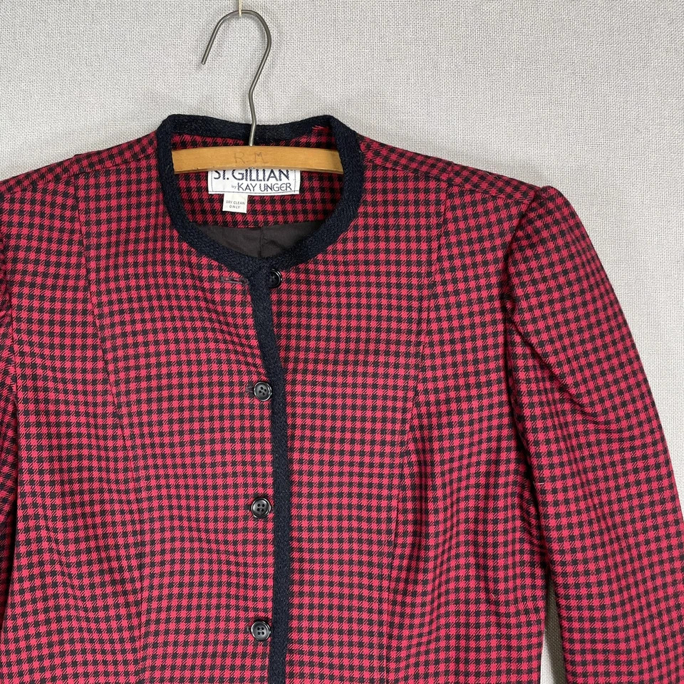 Chaqueta Blazer DE COLECCIÓN St. Gillian Kay Unger Lana Guinga Cuadros Mujeres Pequeña O23 Foto 2 de 4
