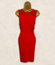 Whistles Red Lace Detail Sleeveless Occasion Dress UK 8 US 4 EU 36